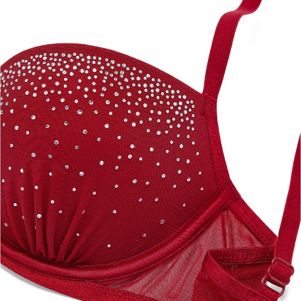 ✨VS Pink Wink NEW ultra sparkle bling push up balconette bra sz 36DD NWT - Picture 8 of 15